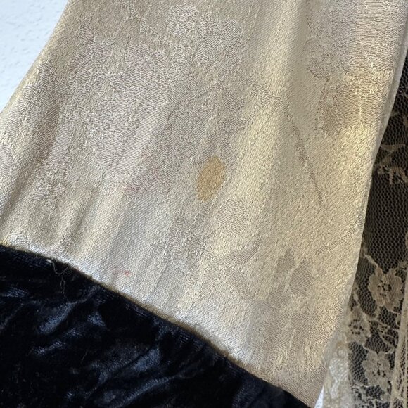 Spencer Alexis Y2K Kimono Top Size 2X Tan Black Floral Lace Velvet Fairy READ - Picture 3 of 16